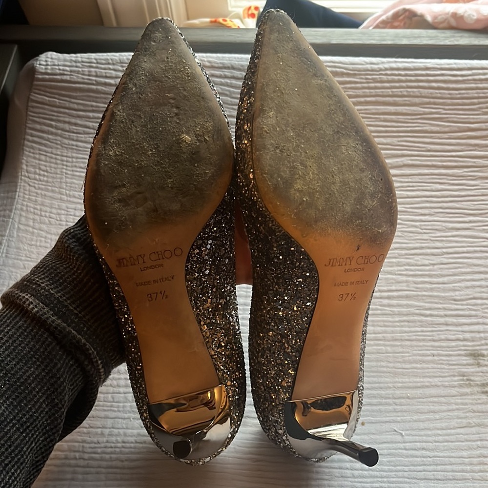 Jimmy Choo Romy Navy/Silver Heels - Picture 3 of 4